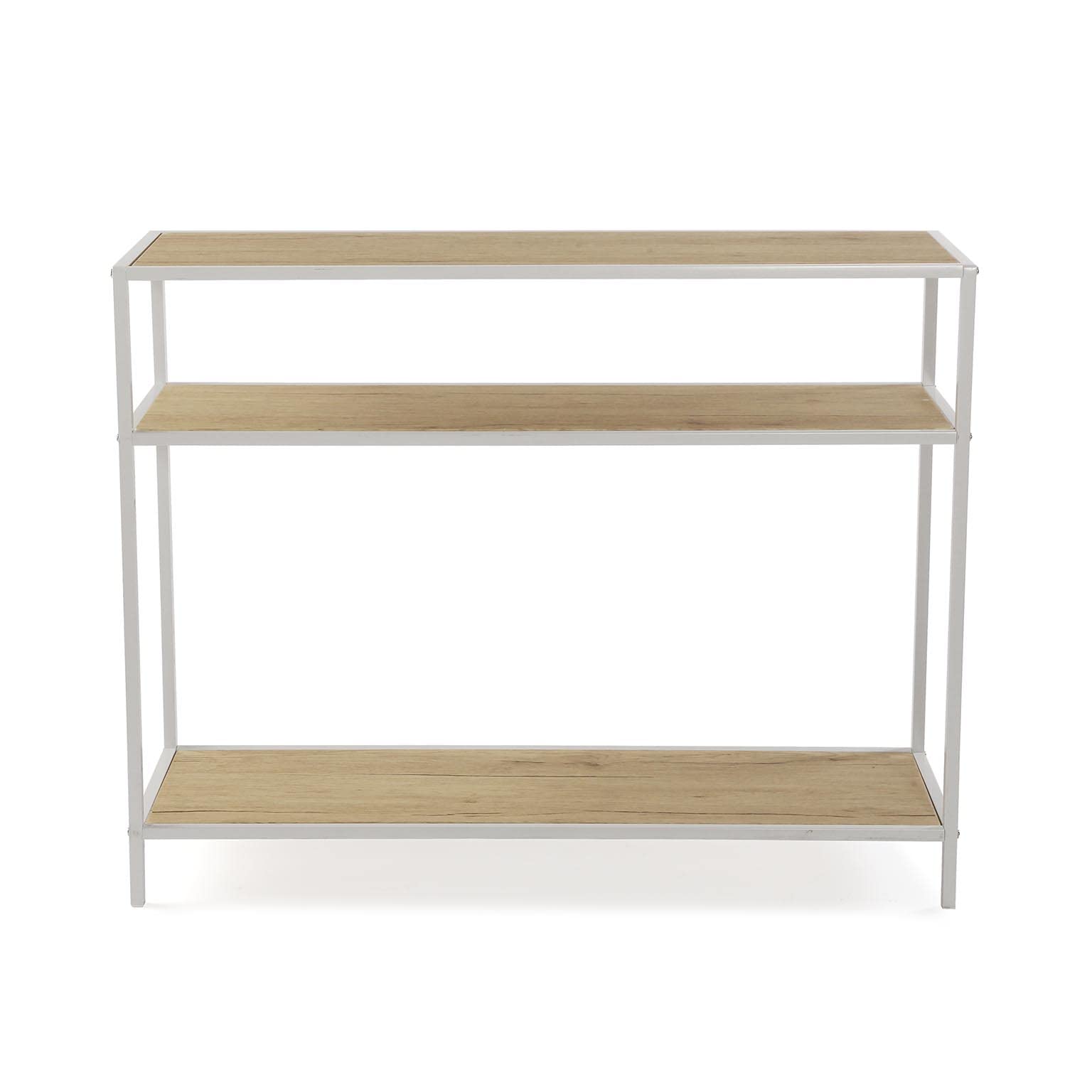 VERSA Berlin Consolle Ingresso, Tavolo Consolle, Tavolino Ingresso, Tavolo Salotto, con ripiano Inferiore, Misure (A x L x l) 80 x 30 x 100 cm, Legno e Metallo, Colore Marrone e Bianco