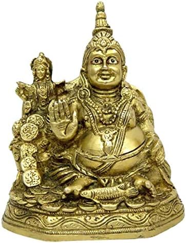 Maa Padma Farms Astadhatu Brass Made Lakshmi Kuber Idol (Golden, Standard)