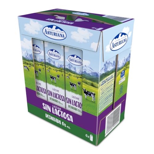 Central Lechera Asturiana Leche Sin Lactosa Desnatada 0% MG Brik Pack 6x1L