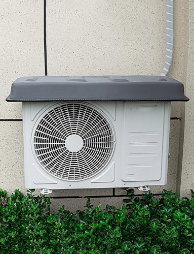Copertura per condizionatore d'aria da esterno, protezione impermeabile dalla pioggia per pompa di calore divisa, tettoia superiore in gomma, adatta a condensatori e unità compressori (grigio, 98 x 50