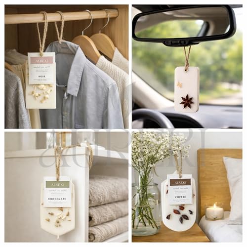 Image of Wax Sachet Set, Reusable Scented Wax Tablets for Room and Wardrobe, Burns as Candle (4, Rose)