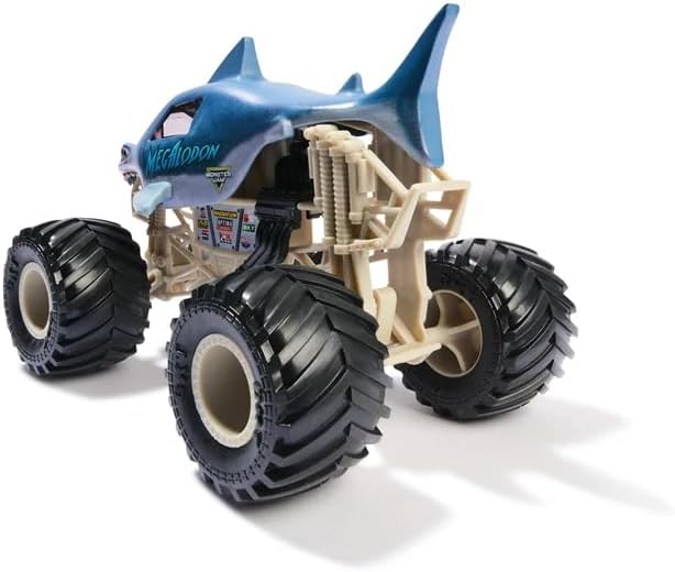 Monster Jam Megalodon 1:24 Scale Monster Truck, Realistic Shark Design, Durable Collectible Toy, Official Spin Master, Ages 3+