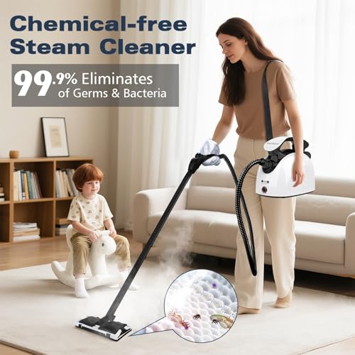 Image of Waitbird Steam Cleaner for Home, Handheld Steamer for Home Cleaning | 21-Piece Cleaning Kit |4.5 Bar High Pressure | 248F High-Temp Steam | 38oz Large Tank I Dual Safety Lock I Chemical-Free