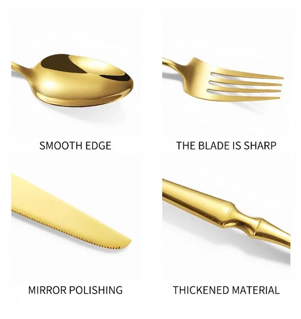 24-teiliges goldenes Besteckset aus Edelstahl, Elegantes Messer-, Gabel- und Löffelset für Familienrestaurants, hochwertiges Küchenzubehör (24-teilig, Roségold)