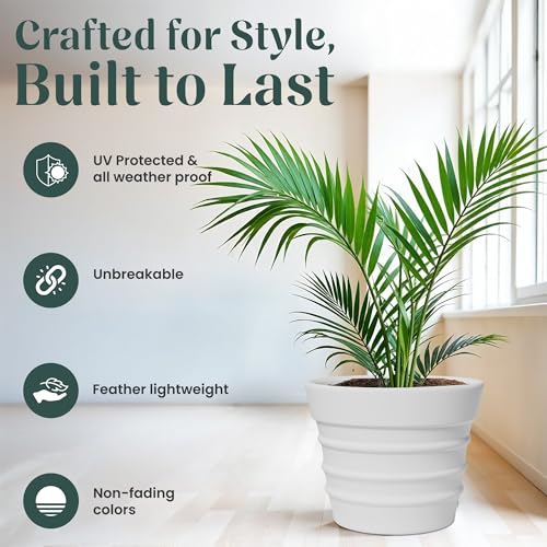 Image of YUCCABE ITALIA Fox B BR 21 Inch White Planter Pot Large Decorative Flower Pot for Garden & Terrace