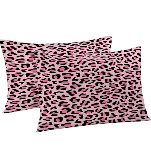 Ensemble de literie 3 pièces housse de couette 240x260 léopard rose en microfibre - 8