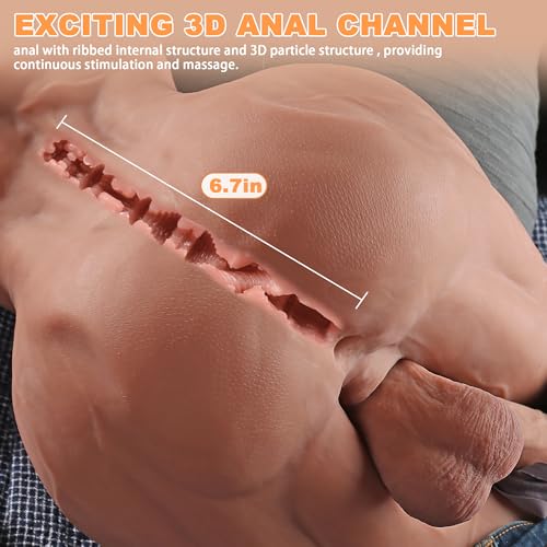 Image of 36LB Muscular Man Male Sex Doll for Women with 7.8in Flexible Huge Dildo, Realistic 3D Muscular Male Torso Sex Toy with Tight Anal for Men Gay Couple, Big Penis for Female Masturbation