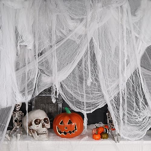 ZYP 410 x 80 Halloween Creepy Cloth White Spooky Fabric Gauze Spooky Giant Cheese Cloth for Halloween Party Supplies Decorations