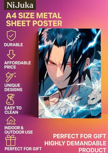 Image of NIJUKA Anime Printed Metal sheet Poster For Home And Room Decoration | For Anime Art Fans Boys And Girls (Sasuke fan art)