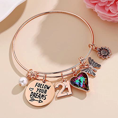 Image of Ursteel Birthday Gifts for Women Girls Bracelet, Birthday Charm Bracelets 10th 20th 30th 40th 50th 60th 70th 80th 90th Birthday Gift for Daughter, Sister, Friend, Teen Girls, Mom, Grandma