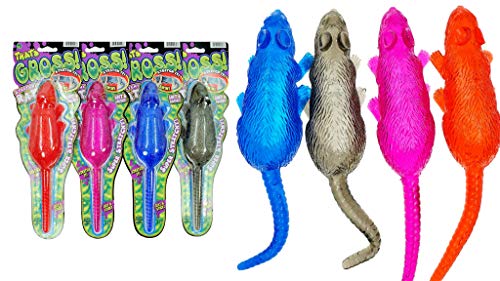 JA-RU Sticky Stretchy Rubber Rat Toys for Kids (4 Rats) – 053-4p