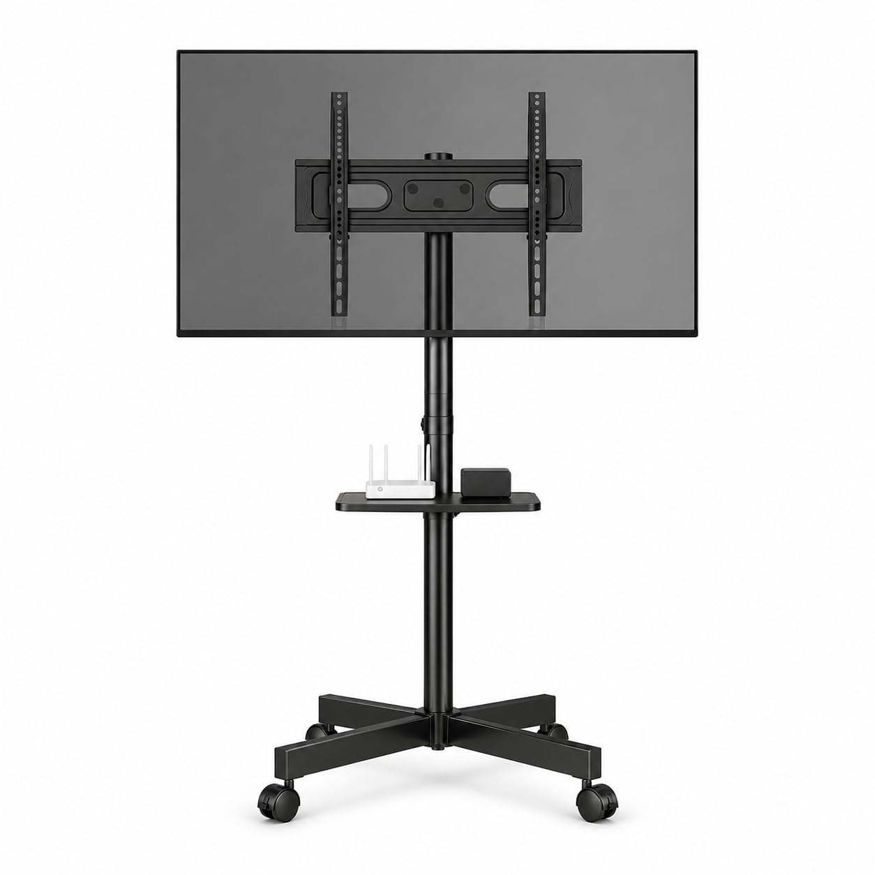 BIG VUE Movable TV Trolley Stand with Wheels for 23 to 60 inch LED LCD 4K Smart TVs | Height Adjustable Floor Stand with Shelf | Heavy Duty Mobile TV Cart, Max VESA 400x400mm, Weight Capacity 40 kg-image-40