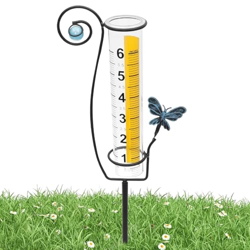 Pluviomètre d'extérieur – Jauge de pluie décorative précise et résistante au gel | Instruments météorologiques pour sol, allée, terrasse, cour, allée, clôture de fleurs, treillis de ferme, pelouse