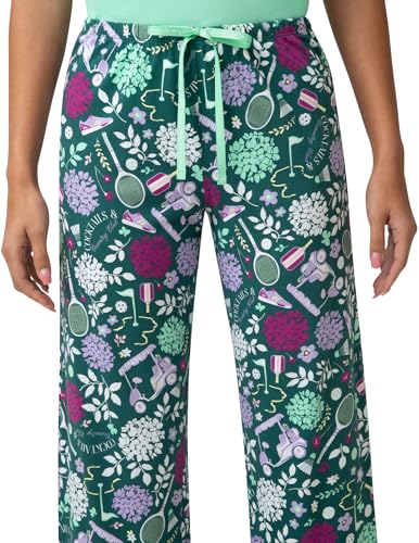 Image of HUE Women's Summer Vacation Pajama Separates, Soft, Whimsical Print Pjs with Tropical Beach Themes, Flip Flops, Cocktails
