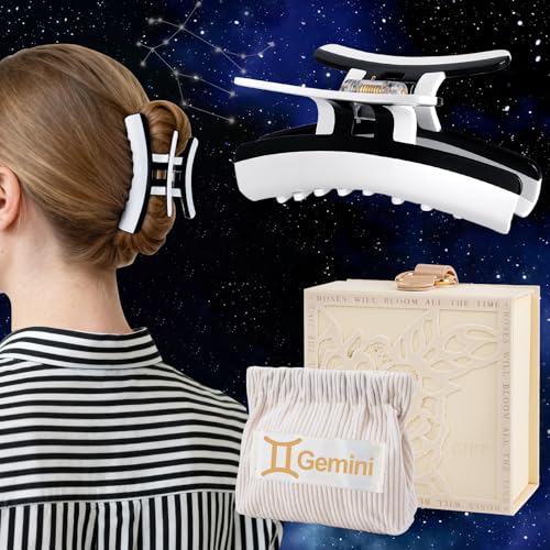 TOCESS Gemini Constellation Claw Clips: 4.33 Inch Large Biodegradable Cellulose Acetate Hair Clips for Thick Thin Hair Women, Unique Design & Strong Grip Luxury Jaw Clips for New Year Gift