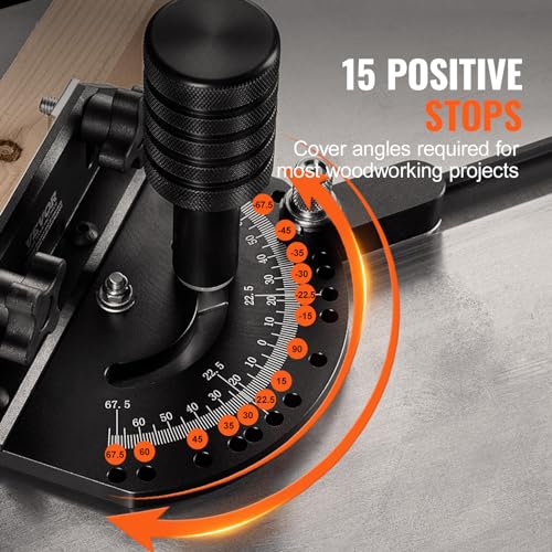 Image of VEVOR Precision Miter Gauge, Standard Slot 3 /4'' x 3 /8'', Aluminum Alloy Table Saw Miter Gauge with 19-35 in Grating 15 Angle Stops Adjustable Spring Loaded Plunger and Removable Disc, for Woodworking