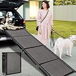 71" Max Length & 20" Width Dog Car Ramps, Large Dog Folding Ramp with Non-Slip Surface, Pet Stairs Ramp for Large Cars, SUVs, Trucks & Outdoor Steps, Dog Stairs for Dogs Up to 285LBS