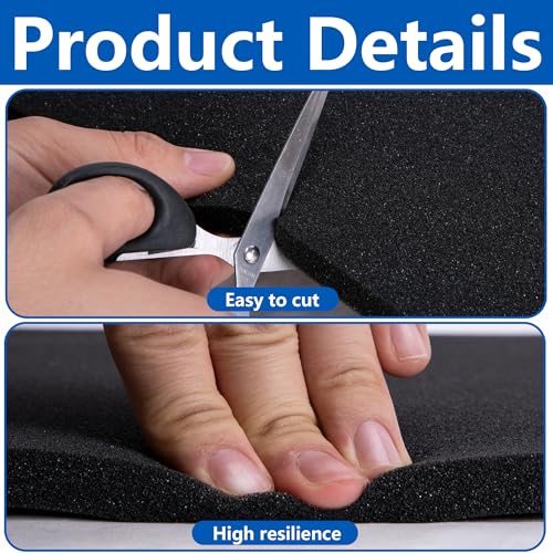 Image of DECOHS 4 Pcs Black Polyurethane Foam Sheets, 16 x 12 x 0.5 Inch Cuttable Craft Foam Inserts for Cases, Packing Foam Pads for Toolbox Camera Storage and Crafts