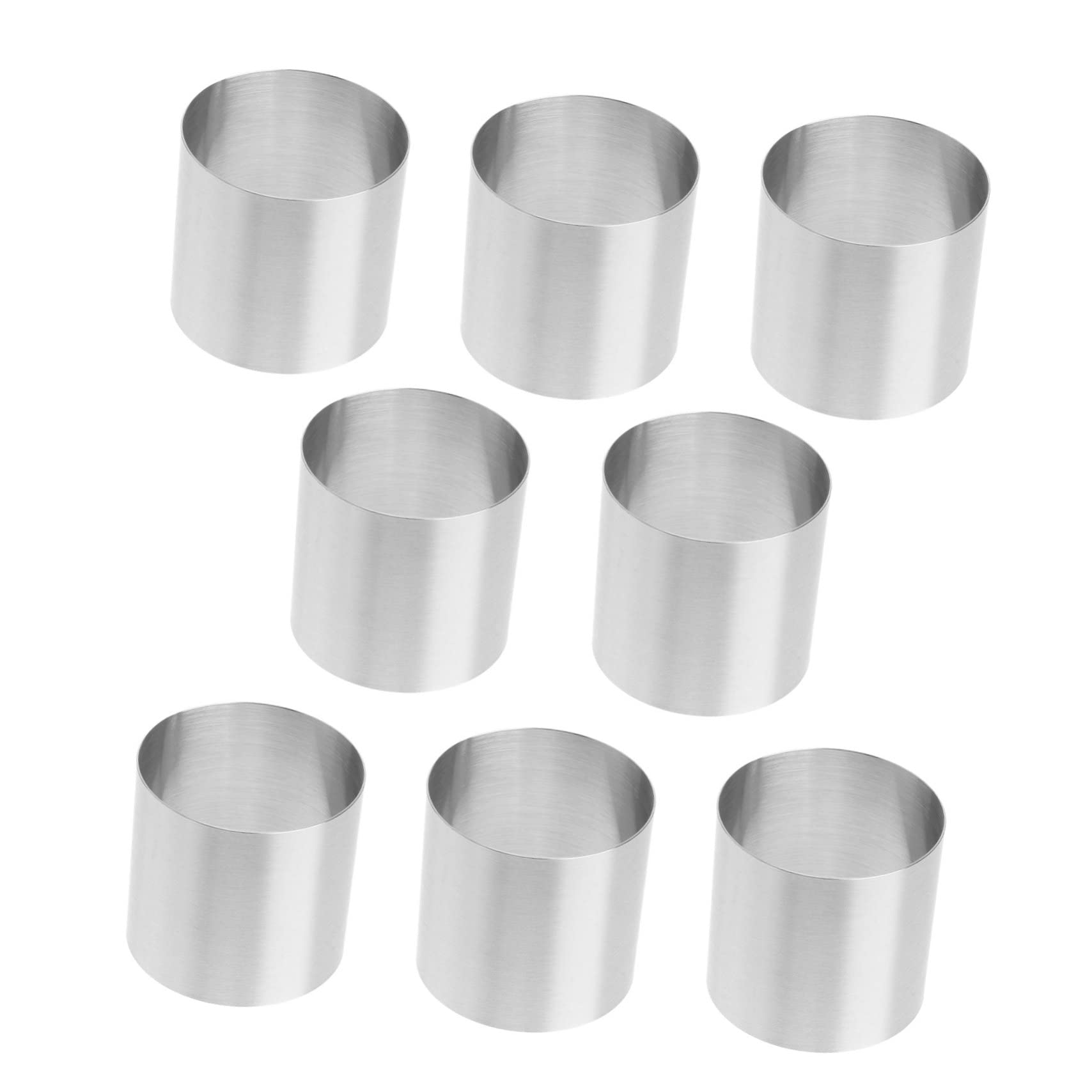 VALICLUD Molde Redondo de Acero Inoxidable para Hornear Mini Postres Bordes Lisos y Fácil Desmoldeo, Paquete de 8 Piezas Adecuado para Mousse y Tartas