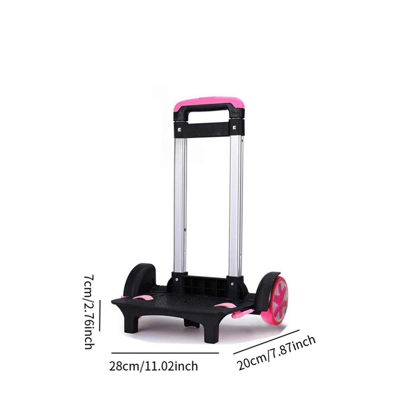 Carrello Zaino Telescopico Alluminio Supporto Pieghevole Multifunzione Trolley Bagaglio Portatile con Base Leggera Adatto per Scuola Viaggio Campeggio, Rosa Rossa