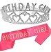 MEANT2TOBE Birthday Girl Sash and Tiara, Birthday Girl Sash and Crown, Happy Birthday Party Supplies, Favors, Decorations 13th, 16th, 21st, 30th, 40th, 50th, 60th, 70th, 80th, 90th Birthday (Pink)