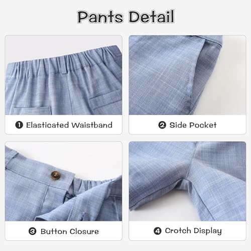 Image of Volunboy Baby Boys Summer Suits Short Sleeve Wedding Ring Bearer Outfits 4Pcs Graduation Dress Vest Shirt Bowtie Shorts Set