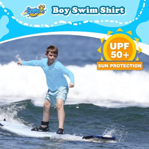Image of Boys' Rash Guard Long Sleeve UPF 50 Sun Shirts for Toddler Kids Youth Water Swimming Rashguard