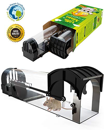 Preisvergleich Produktbild Villa Maus Mausefalle Lebend - Die tierfreundliche Lebendfalle Rattenfalle - Mäuse einfach fangen (2 Pack Vorteilspaket)