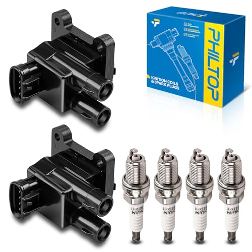 Image of PHILTOP Ignition Coil Pack and Iridium Spark Plugs Fits for Toyota 1998-1999 Corolla, Chevrolet 1998-1999 Prizm, 2PCS UF246