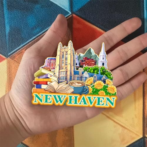 Imán refrigerador New Haven Connecticut decorativo redondo miniatura 4