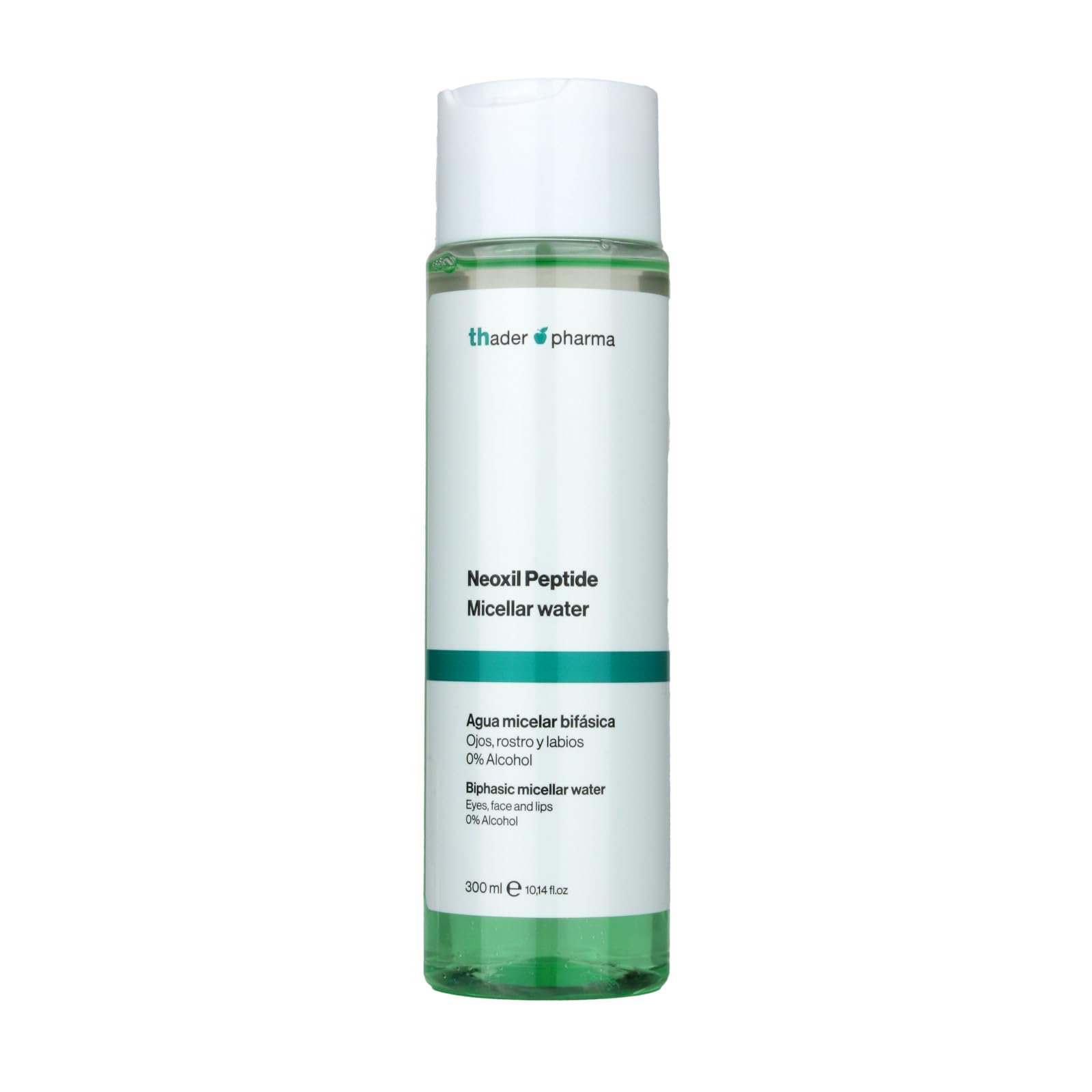 Thader Pharma Agua micelar bifásica desmaquillante de ojos y labios Neoxil Peptide Eyes con Ácido Hialurónico, 300 ml