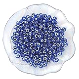 200pcs 8mm Evil Eye Beads Royal Blue Resin Lampwork Evil Eye Beads with Elastic Rope for DIY Crafts Making Accessories(Royal Blue)