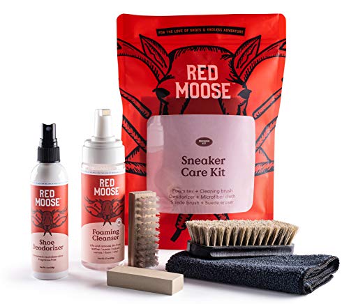 RED MOOSE Shoe Cleaner Kit - 6pc Sneaker Cleaning Set - Brushes, Deodorizer, Stain Remover