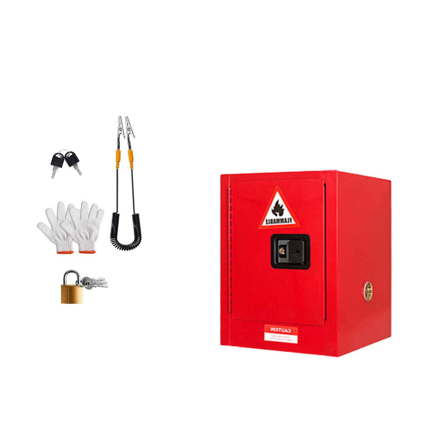 Jxyq Red Flammable Safety Cabinet For Combustible Liquid Storage, Fireproof Steel Construction, Lockable Design, Adjustable Shelf