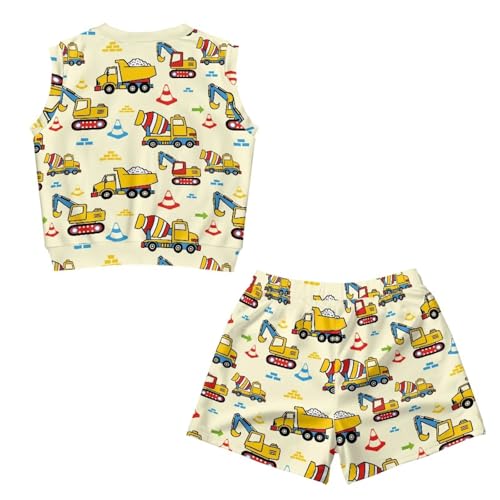 Boys' Girl's 2 Piece Outfits Kids Tank Top and Elastic Waist Pocketed Summer Short Sets 5-14 Years2