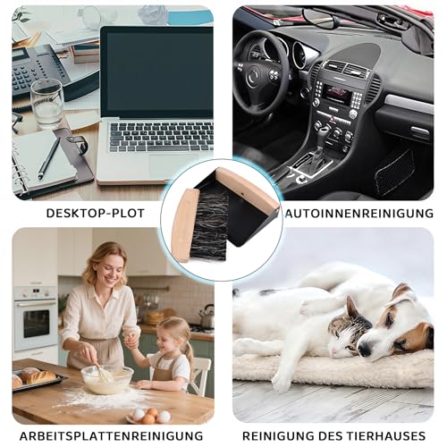 Schaufel und Besen Set,Mini Kehrblech und Handfeger Besen,Magnetische Tischbürste aus Holz Handbesen mit Kehrschaufel Handbesen mit Kehrschaufel für Küche Wohnzimmer(15,5 x 10,5 x 4 cm, Schwarz) – Bild 8