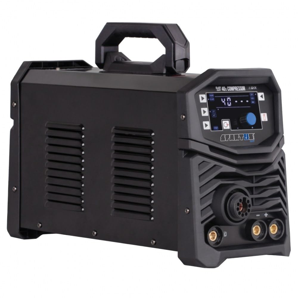 Spartus EasyCUT 40s Compressor - Taglierina al plasma inverter con compressore integrato e accensione pilota per un taglio preciso di metallo fino a 20 mm - 40 A potenza, 230 V