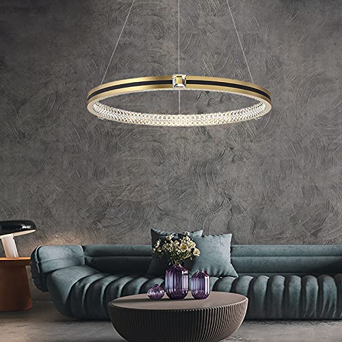 Lustre LED 3 anneaux cristal à intensité variable pour moduler votre lumière
