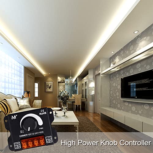 Tunichx Led Light Strip Dimmer, Dc12V-24V 30A Pwm Dimming Controller For Dimmer Knob Adjust Brightness On/Off Switch, Single Color Led Strip, Cob Led Strip Dimmer #TOP5