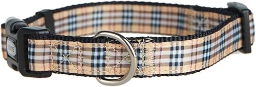 Miniatura 2 de YUDOTE Collar de algodón para perro con patrón a cuadros, collares suaves ajustables para perros pequeños y medianos, color morado