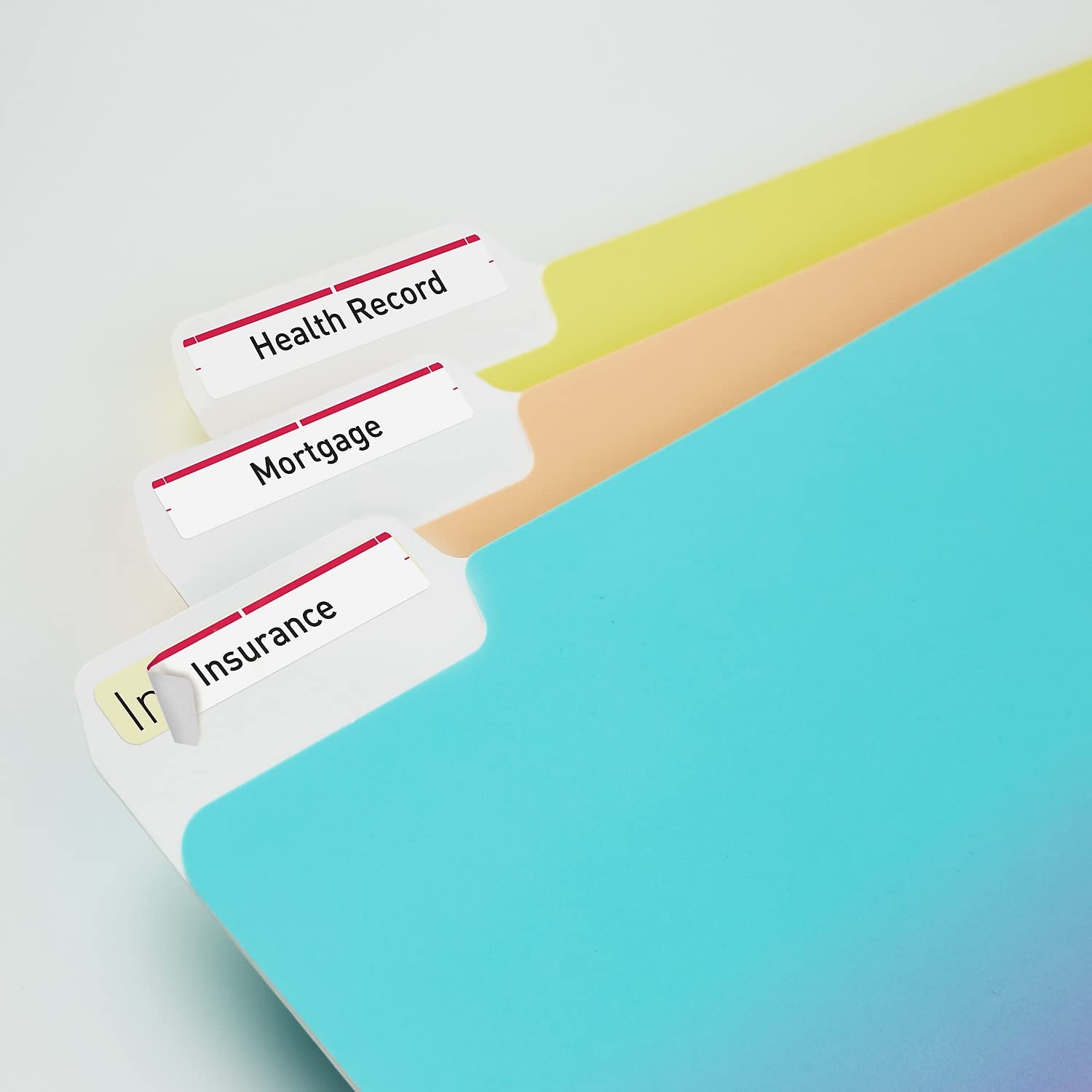 New – Self-Adhesive laser/inkjet file Folder Labels, White, red Border, 1500/Box – 5066