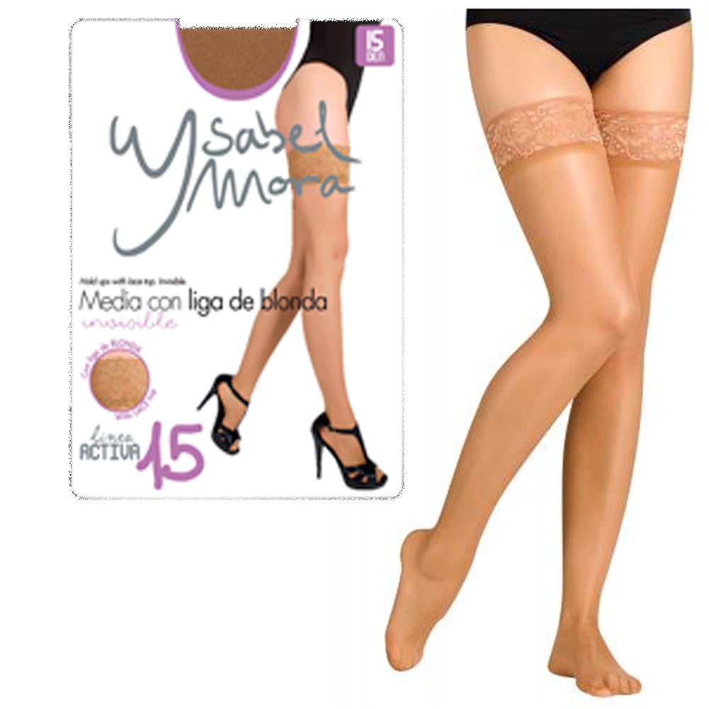 YSABEL MORA - Medias con Liga 15 Denier para Mujer, Suave y Cómoda, Ideal para Uso Diario, Resistente y Duradera, Perfecta para Vestidos y Faldas, Categoría Lencería y Medias.