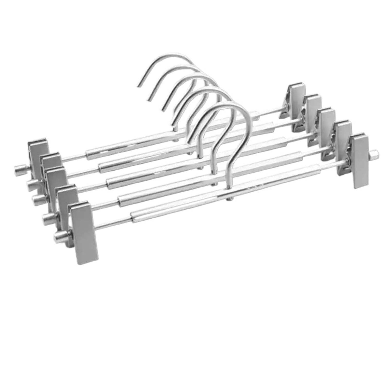 Kleiderbügel Hosen 5 STÜCKE Kleiderbügel for Kleidung Edelstahl Clip Ständer Kleiderbügel Hosen Rock Kleidung for Erwachsene Einstellbare Pinch Grip Cabide Clip Haken(Silver)