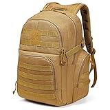 🥇【 Premium-Qualität & wasserabweisend 】 Dieser taktische Rucksack aus 900D Nylon ist gut verarbeitet und extrem kratzfest, reißfest und wasserabweisend. Bitte beachten Sie, dass der Rucksackstoff wasserabweisend ist, der Reißverschluss jedoch nicht wasserabweisend.