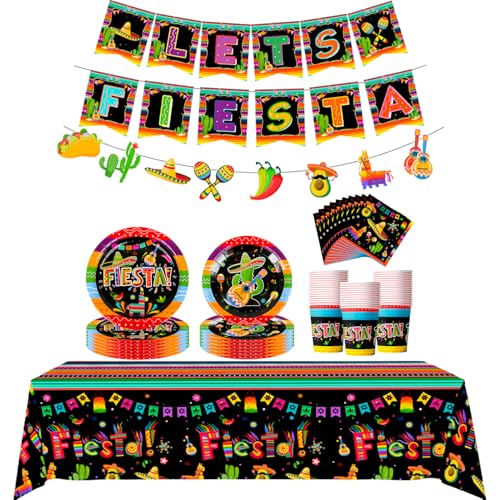 Assiettes et serviettes Cinco De Mayo avec tasses et bannière pour fête