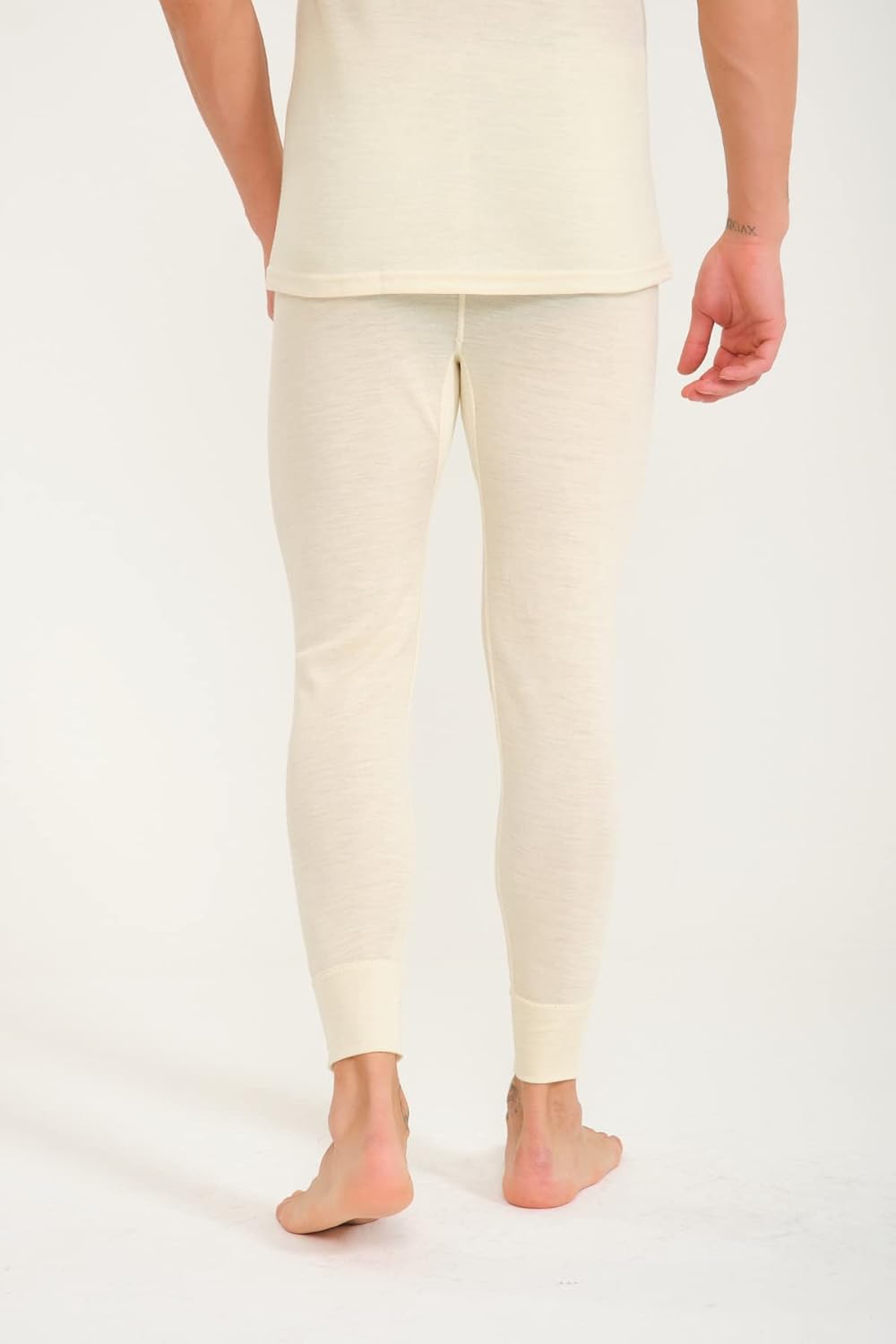 Mens Base Layer Pants - 100% Merino Wool Thermal Beige