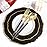 WDF 30Guest Black and Gold Plastic Plates - New Year Plates - Gold Plastic Silverware With Black Handle Baroque Black and Gold Disposable Dinnerware for New Year &Parties