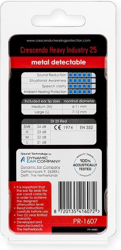 Crescendo Heavy Industry 25 Metal Detectable - zatyczki douszne