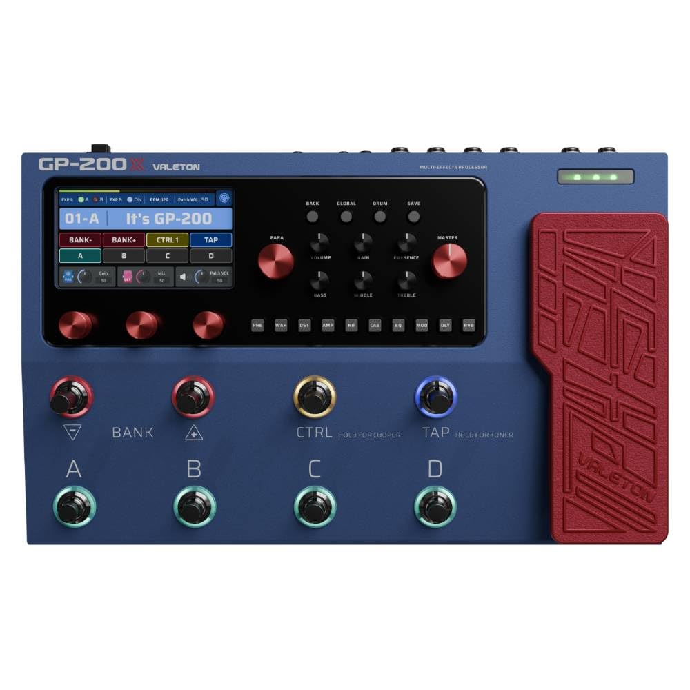 Valeton GP-200X Multi-Effects Pedal + GPB-1 Gig Bag Bundle - Expression FX Loop MIDI I/O Amp Modeling IR Cabinets Artist Presets for Guitar/Bass