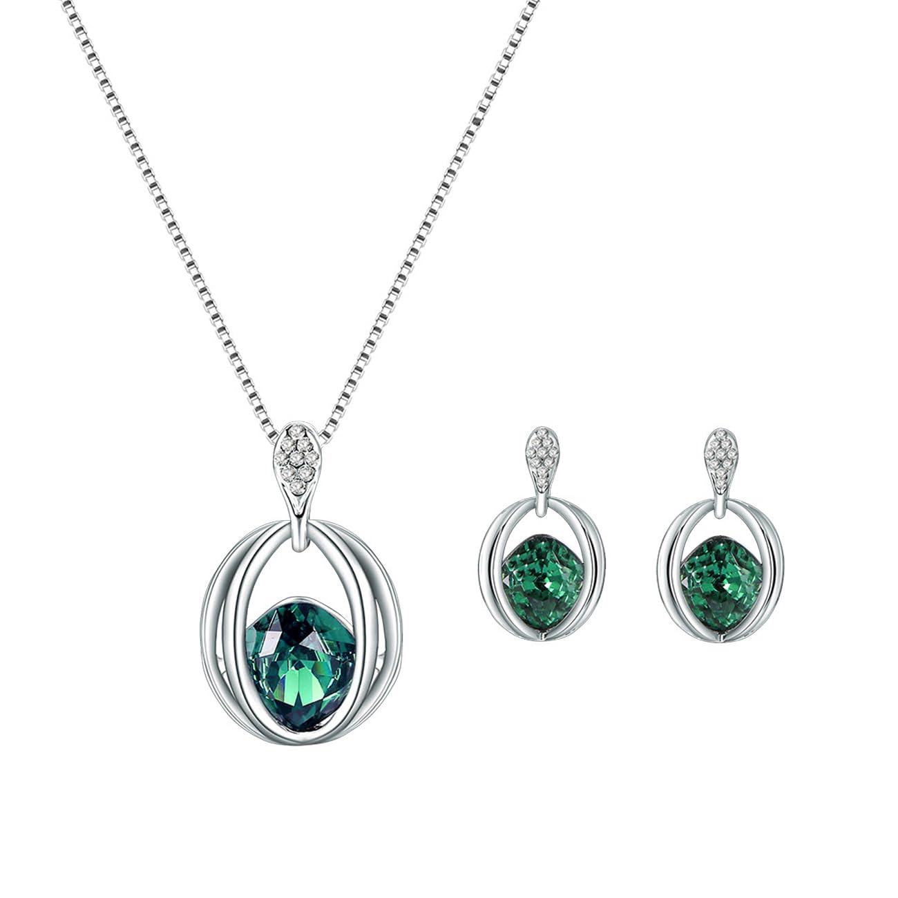 FDEETY Juegos de Joyas Mujer Colgante Diamante de Cristal Collar Pendientes Compromiso Boda Novia Dama de Honor Regalo Joyería